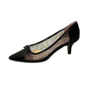 J.Renee Black Brisa Heels Sheer Mesh Metallic Dance Glitter Size 6 Small Heel